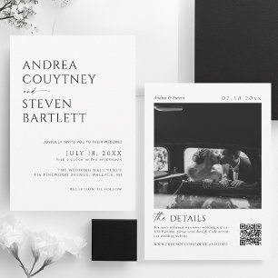 Classy Old Money Photo Black and White Wedding Invitation