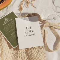 Classy Olive Green Old Money Fancy Wedding Details
