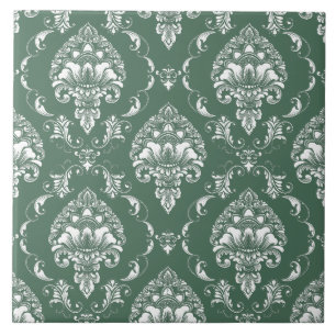 Classy olive green retro pattern of Victorian  Ceramic Tile