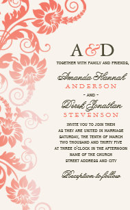 coral flowers wedding invitations zazzle com au