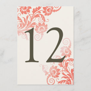 Classy Ombre Coral Table Number Card