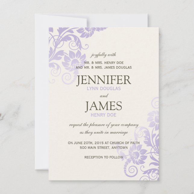 Classy Ombre Lilac Wedding Invitations (Front)