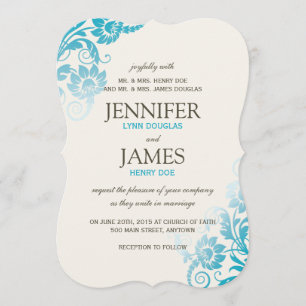 Classy Ombre Teal Wedding Invitations