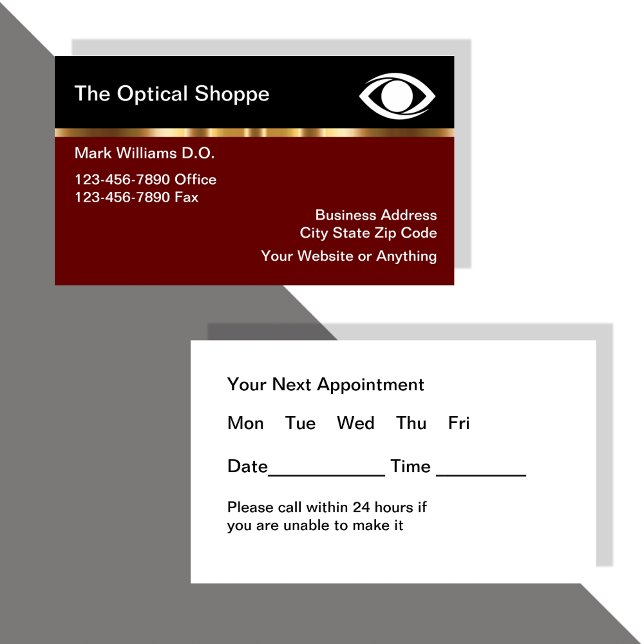 Classy Ophthalmologist Appointment Business Cards (Creator Uploaded)