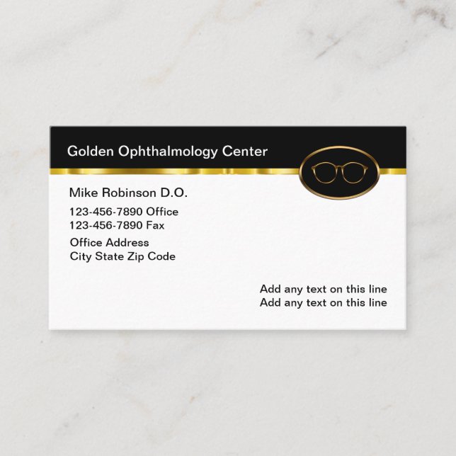 Classy Ophthalmologist Eye Doctor Business Cards (Front)