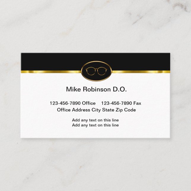 Classy Ophthalmologist Eye Doctor Business Cards (Front)