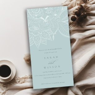 Classy Ornate Paisley Dusky Blue Engagement Invite