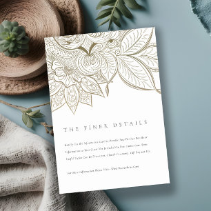 Classy Ornate Paisley Ivory Gold Wedding Details Enclosure Card