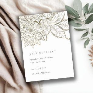 Classy Ornate Paisley Ivory Gold Wedding Registry Enclosure Card