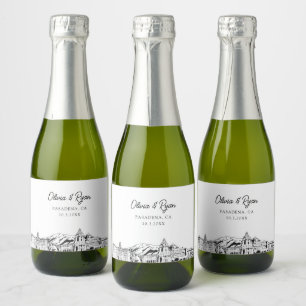 Classy Pasadena Wedding Favour Custom Mini Sparkling Wine Label