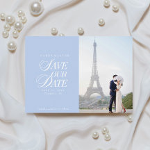Classy Pastel Blue Elegant Save the Date Card