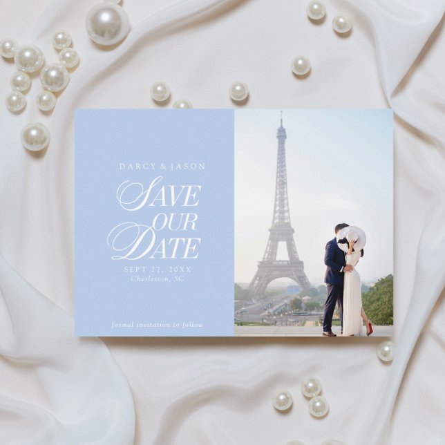 Classy Pastel Blue Elegant Save the Date Card (Creator Uploaded)