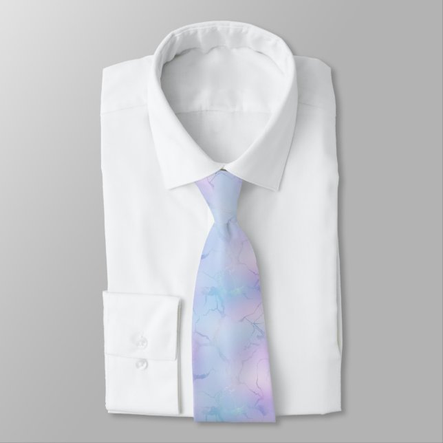 Classy Pastel Marble Pattern Pink Blue Lavender Tie (Tied)