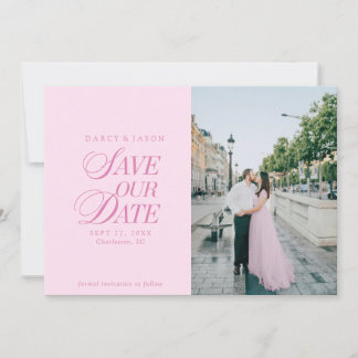 Classy Pastel Pink Elegant Save the Date Card