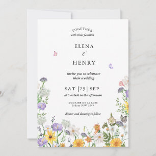 Classy Pastel Wildflower Secret Garden Wedding Inv Invitation