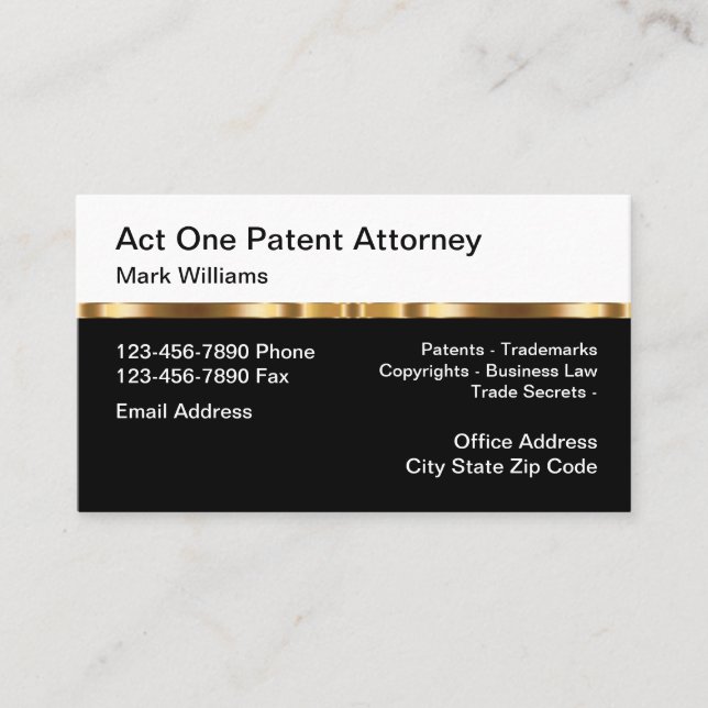 Classy Patent Attorney Business Law Card (Front)