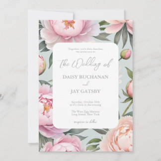 Classy Peony Wedding Invitation