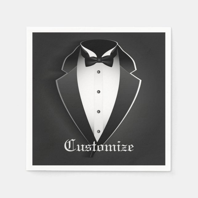 Classy Personalised Tuxedo Napkins (Front)