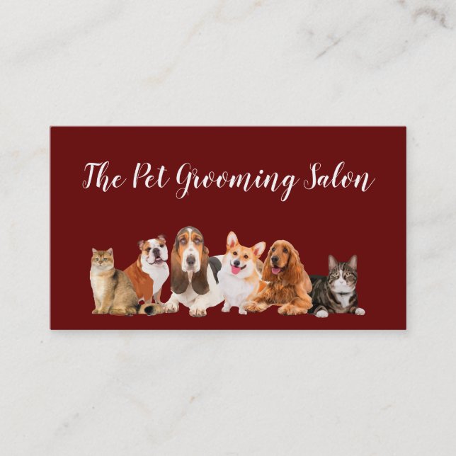 Classy Pet Grooming Salon Business Cards New (Front)