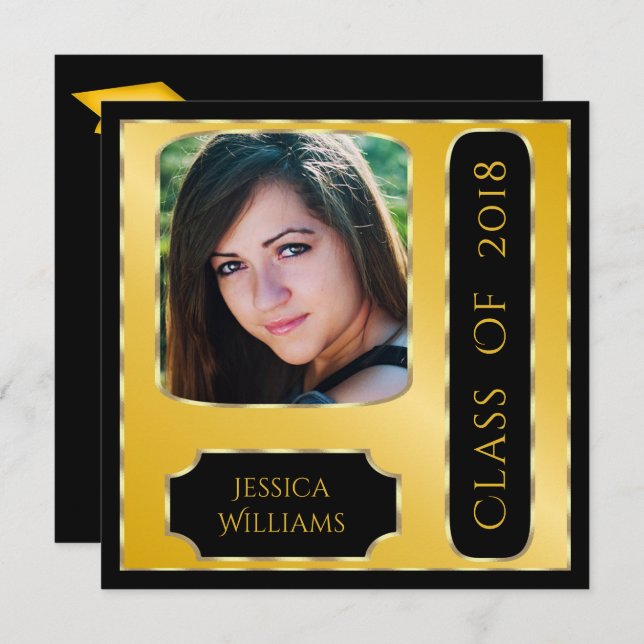 Classy Photo Framed Graduation Double Sided Invitation (Front/Back)