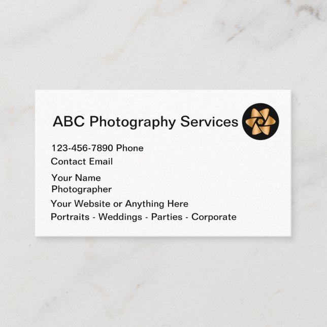 Classy Photography Services Photographer  Business Card (Front)