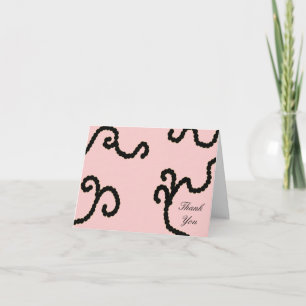 Classy Pink and Black Bead Thank You Card