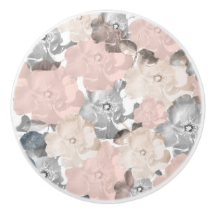 Classy Pink and Black Roses Ceramic Knob