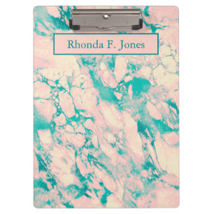 Classy Pink and Blue Marble Clipboard