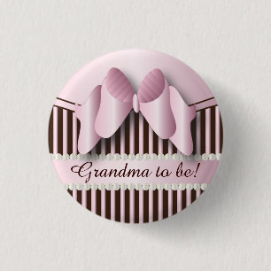 Classy Pink and Brown Stripes 3 Cm Round Badge