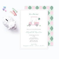 Classy Pink And Green Golf Cart Baby Girl Shower