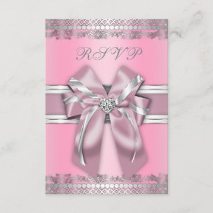 Classy Pink and Silver RSVP Card