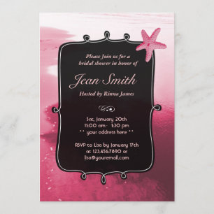 Classy Pink Beach Starfish Bridal Shower Invite
