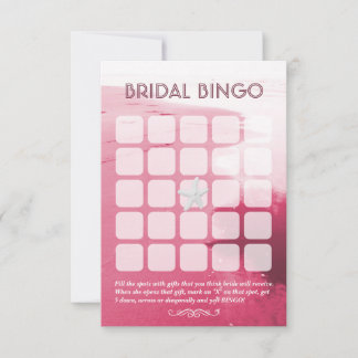 Classy Pink Beach Theme 5x5 Bridal Bingo Cards