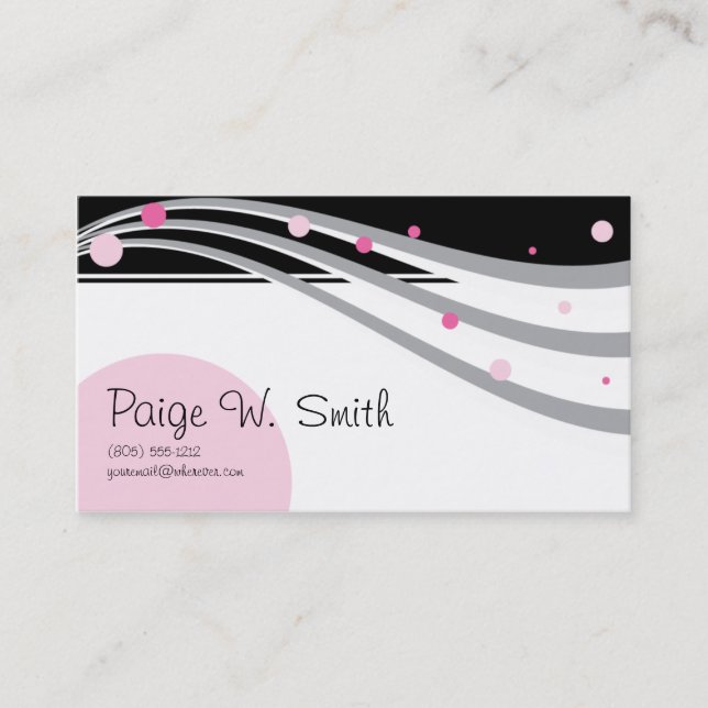 Classy Pink Black Grey business card (Front)