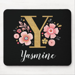 Classy Pink Black Monogram Initial Girly Letter X Mouse Pad