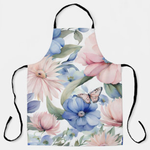 Classy Pink & Blue Flower Bunch Apron