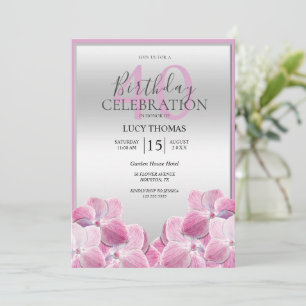 Classy Pink Flowers Decoration Birthday Invitation