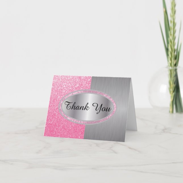 Classy Pink Glitter Brush  - Thank You (Front)