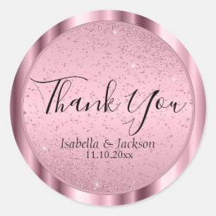 Classy Pink Glitter  Classic Round Sticker