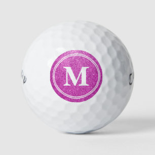 Classy Pink Glitter Sparkly Monogam Personalised Golf Balls