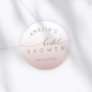 Classy Pink Gradient Bridal Shower Classic Round Sticker