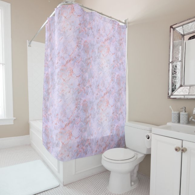 Classy Pink Lavender Marble Shower Curtain (In Situ)