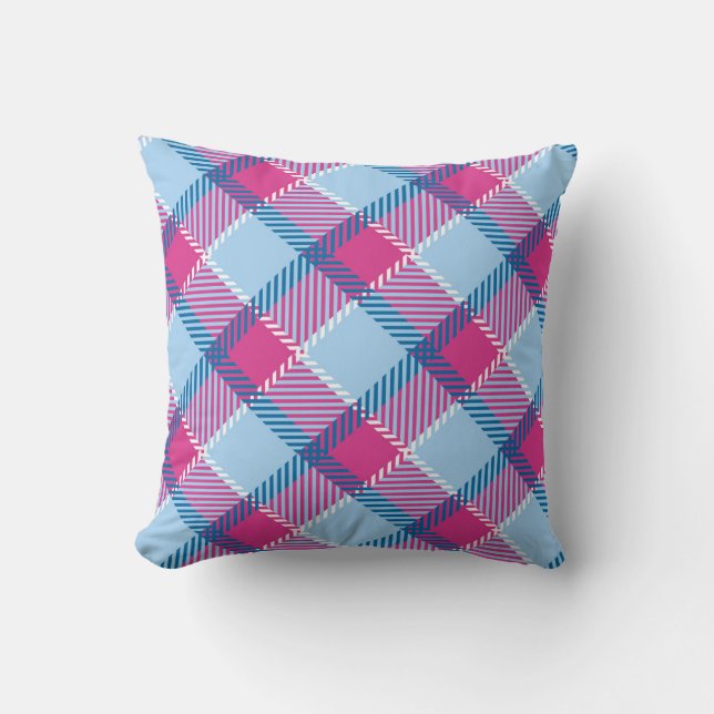 Classy pink plaid pillow (Front)