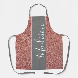 Classy Pink Rose Gold Glitter Personalised Name Apron