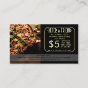 Classy pizza business refer a friend cards