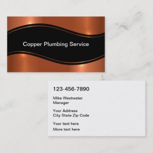 Classy Plumber Service Copper Look Business Card