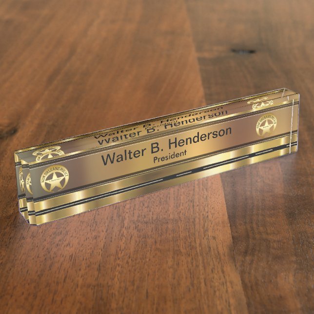 Classy Police Law Enforcement Theme Nameplate (Side)