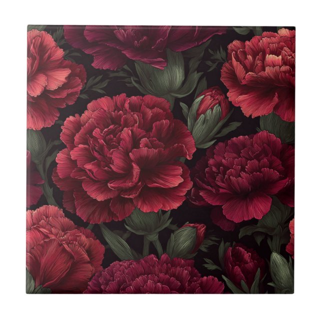 Classy Portuguese Carnation  Tiles   (Front)