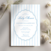 Classy Preppy Stripes Wavy Frame Coast Baby Shower