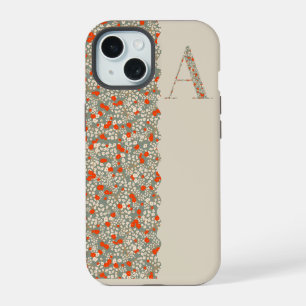 Classy Pretty MONOGRAM A BEIGE FLORAL Case-Mate iPhone 15 Case